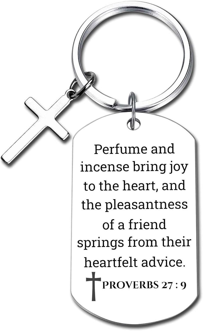 GiftYou Inspirational Scripture Metal Key Chains with Cross Pendant - Bible Verse Keychain Religious Gift for Christian - Image 1